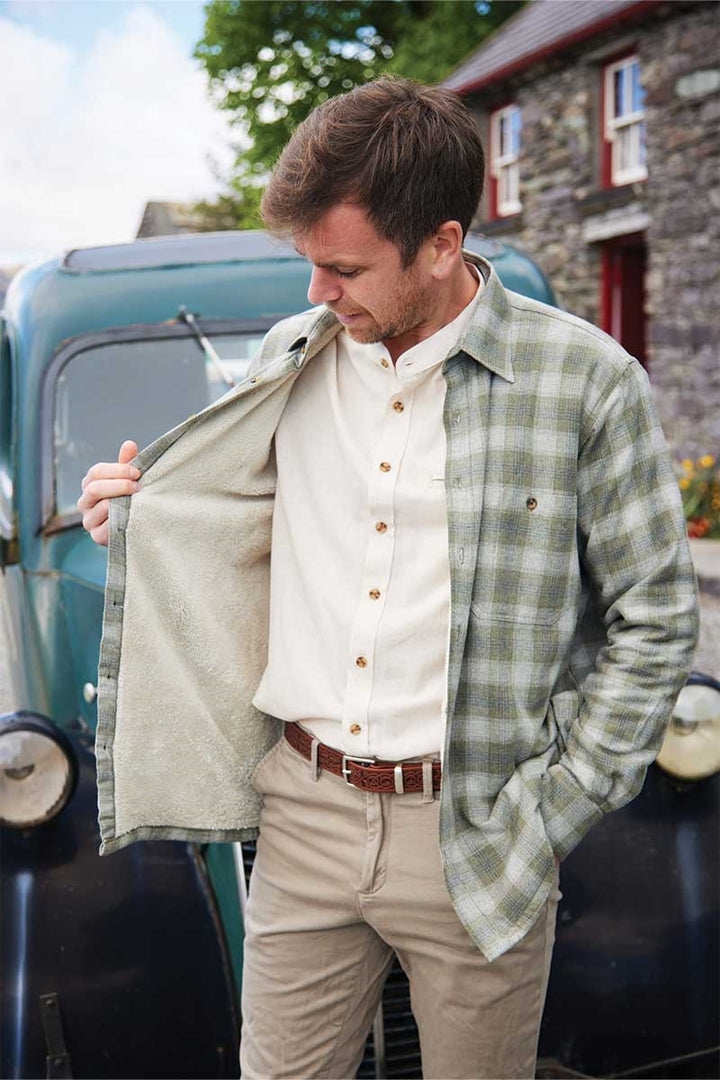 Moss Plaid Fleece Lined Flannel Shirt LV41