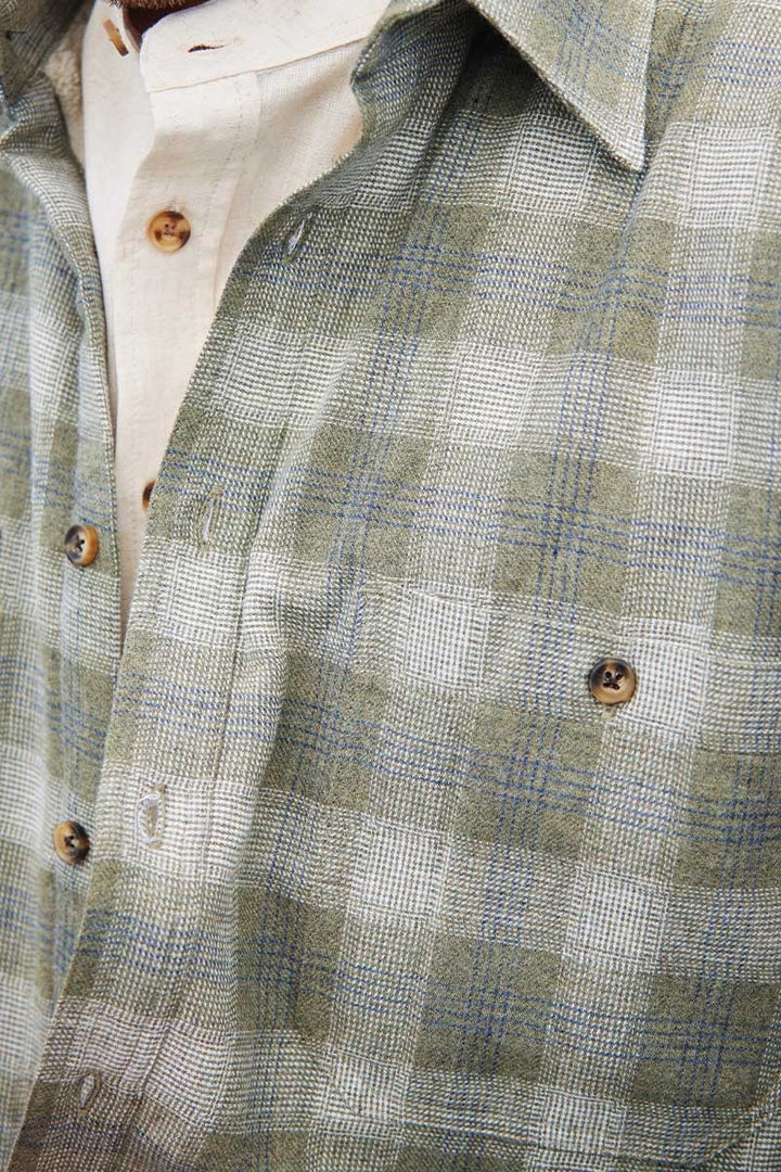 Moss Plaid Fleece Lined Flannel Shirt LV41