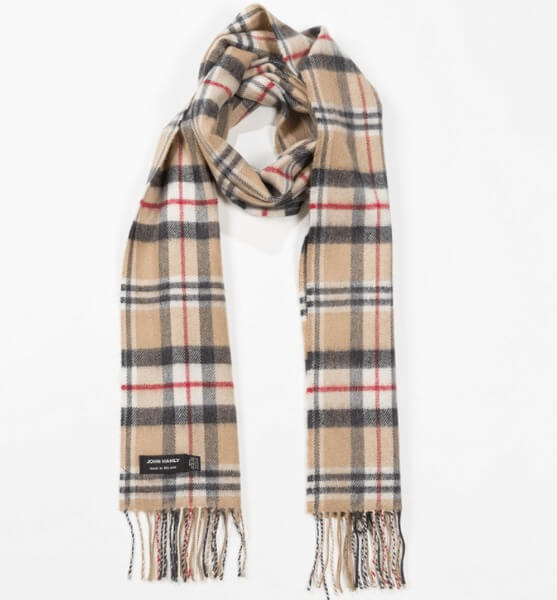 Classic Camel Tartan Merino Scarf 136