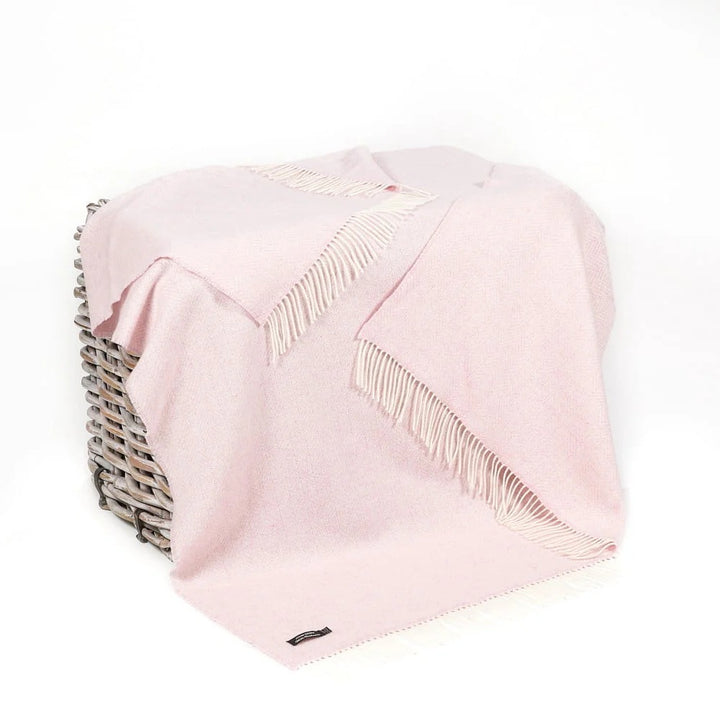 Light Pink Herringbone Cashmere and Merino Throw 1430