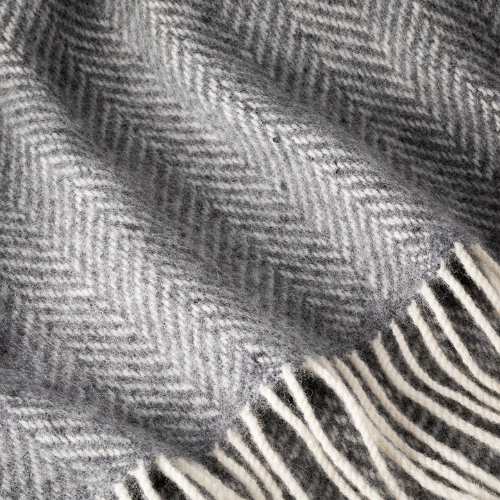 Grey Herringbone Cashmere and Merino Throw 1474
