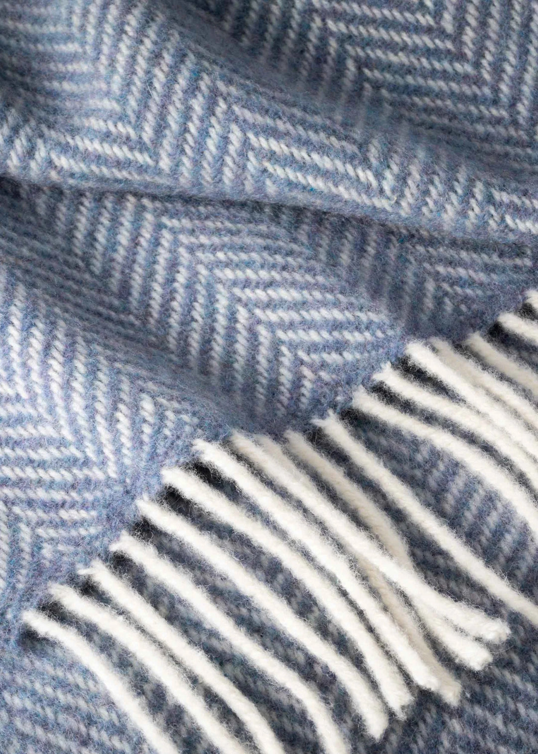 Blue Herringbone Cashmere and Merino Throw 1476