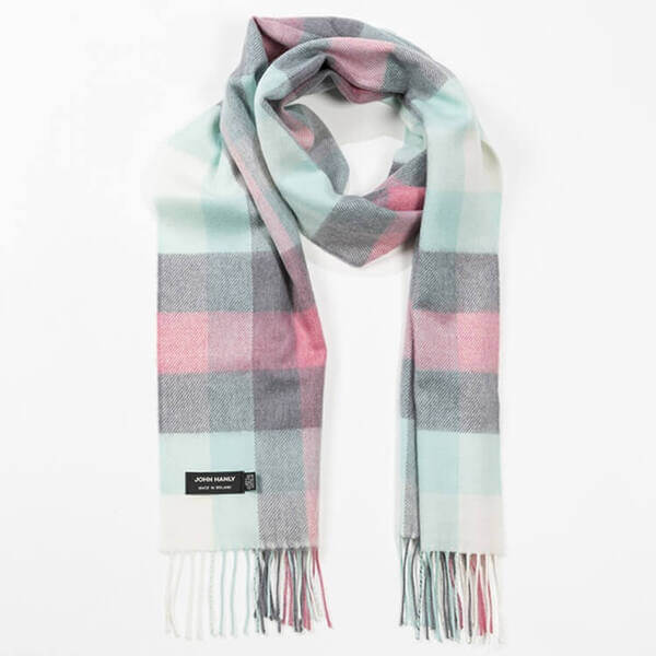 Pastel Block Check Merino Scarf 173