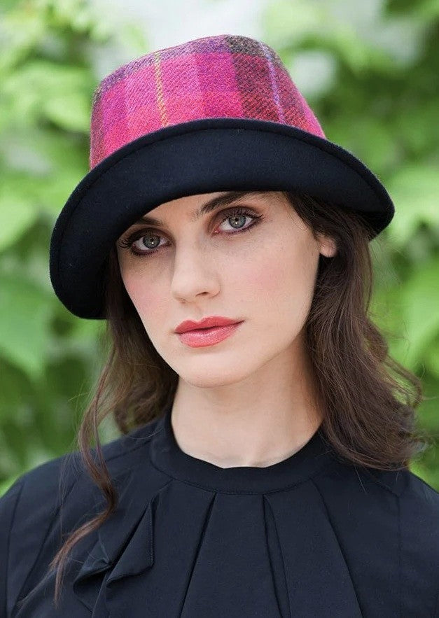Cerise and Grey Plaid Clodagh Hat 223