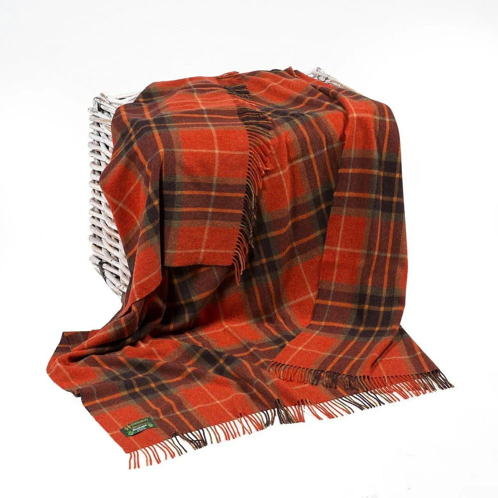 Rust and Orange Plaid Lambswool Throw 633
