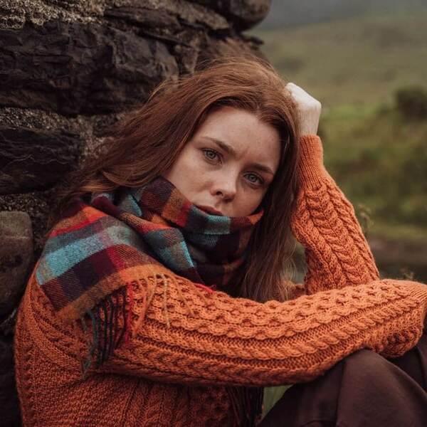 Rust and Blue Long Lambswool Scarf 1924