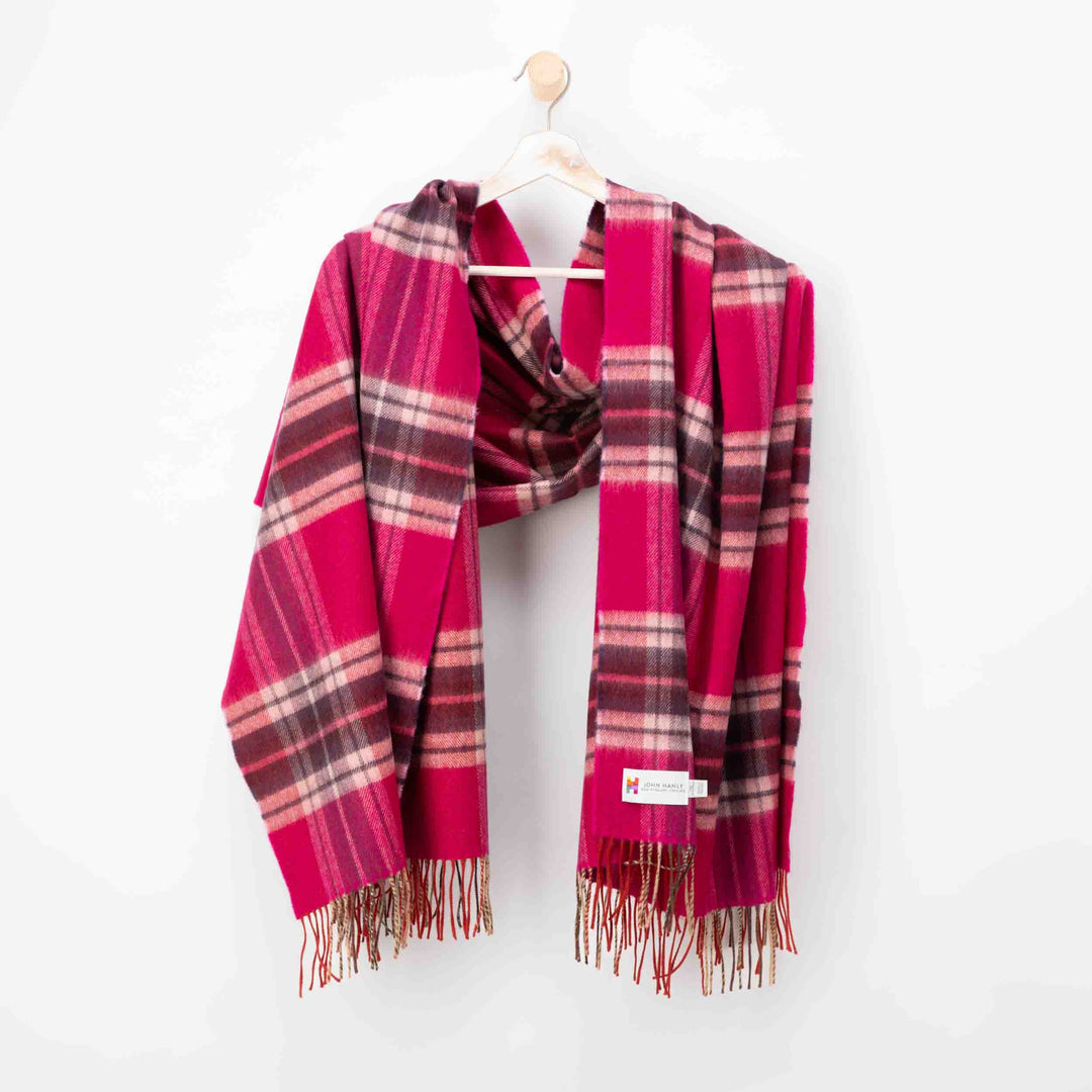 Pink and Purple Check Merino Scarf 786
