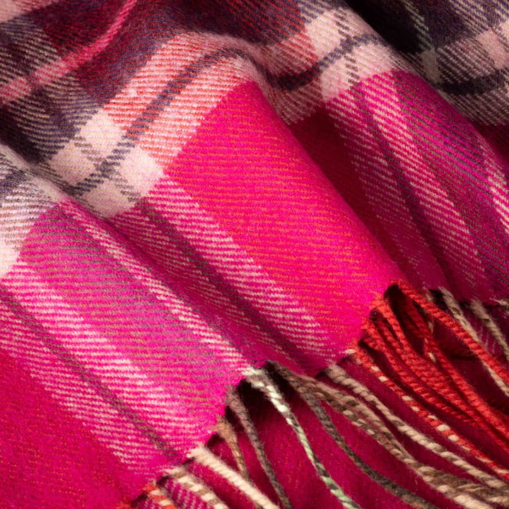 Pink and Purple Check Merino Scarf 786