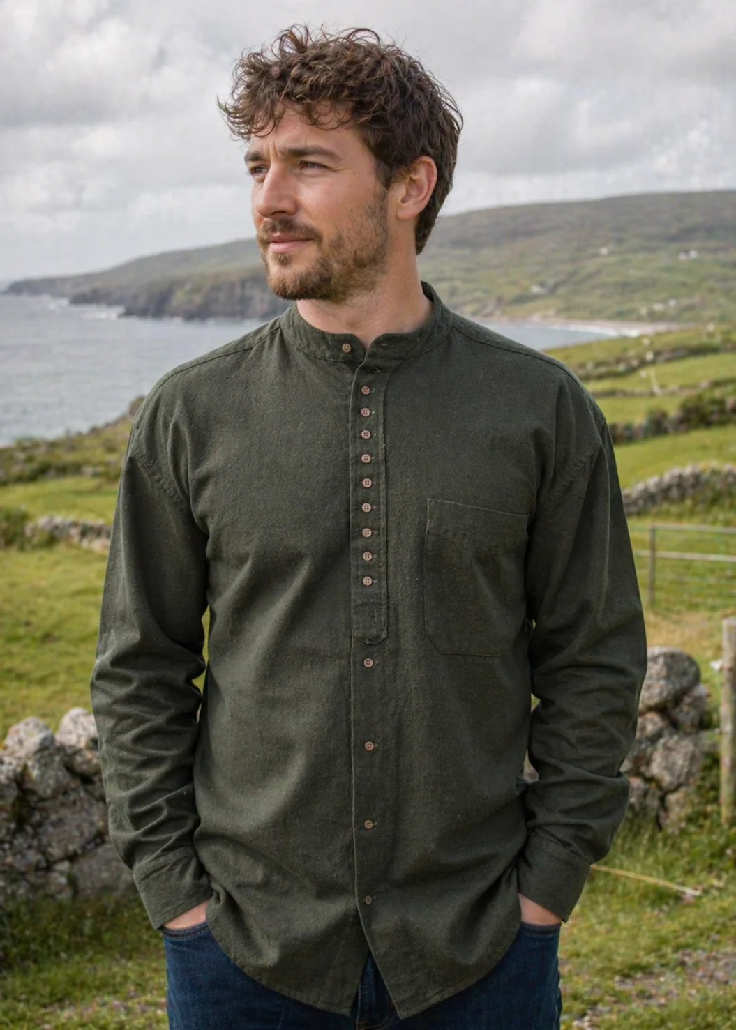 Army Green Grandfather Shirt EW13
