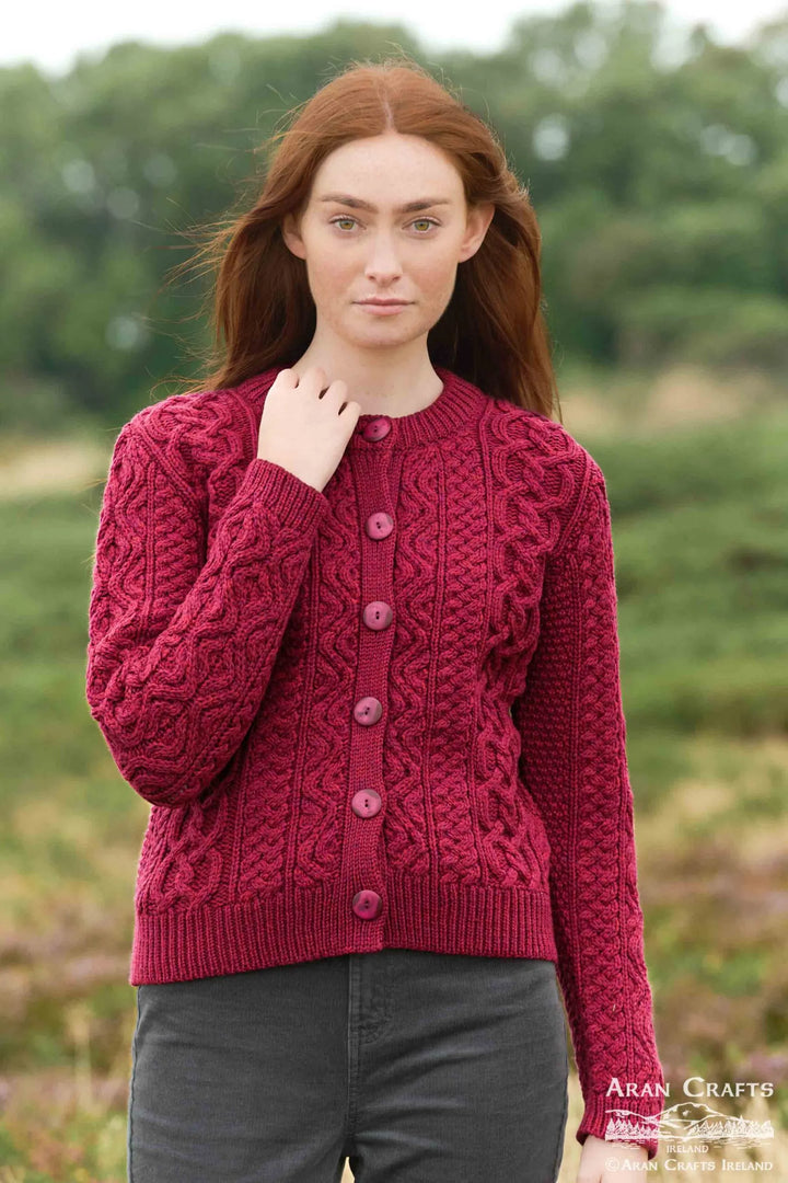 Tramore Button Cardigan Fuchsia X5578