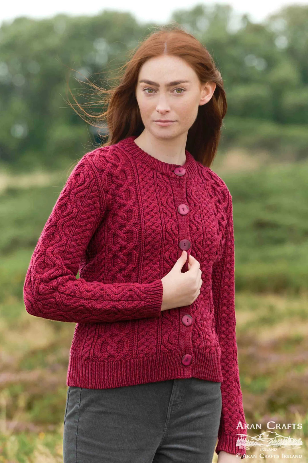 Tramore Button Cardigan Fuchsia X5578