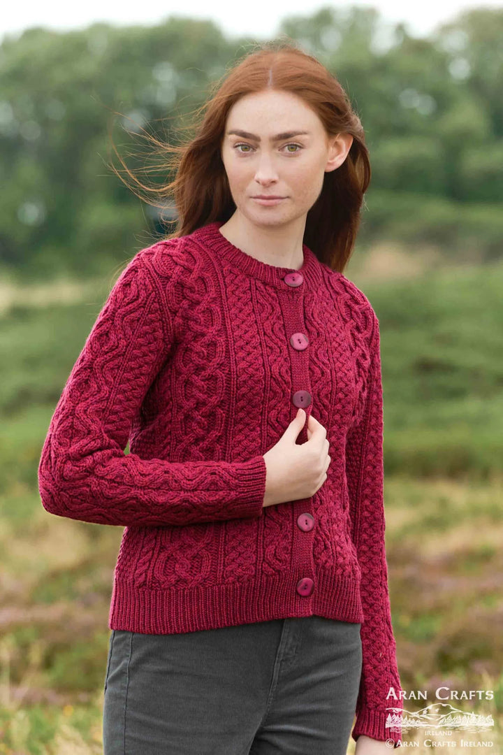 Tramore Button Cardigan Fuchsia X5578