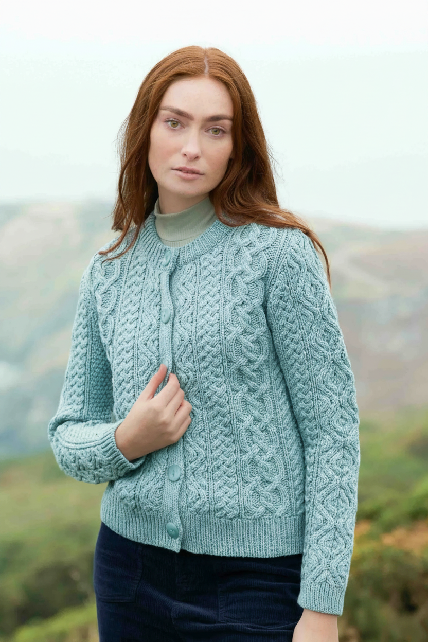 Tramore Button Cardigan Mermaid X5578