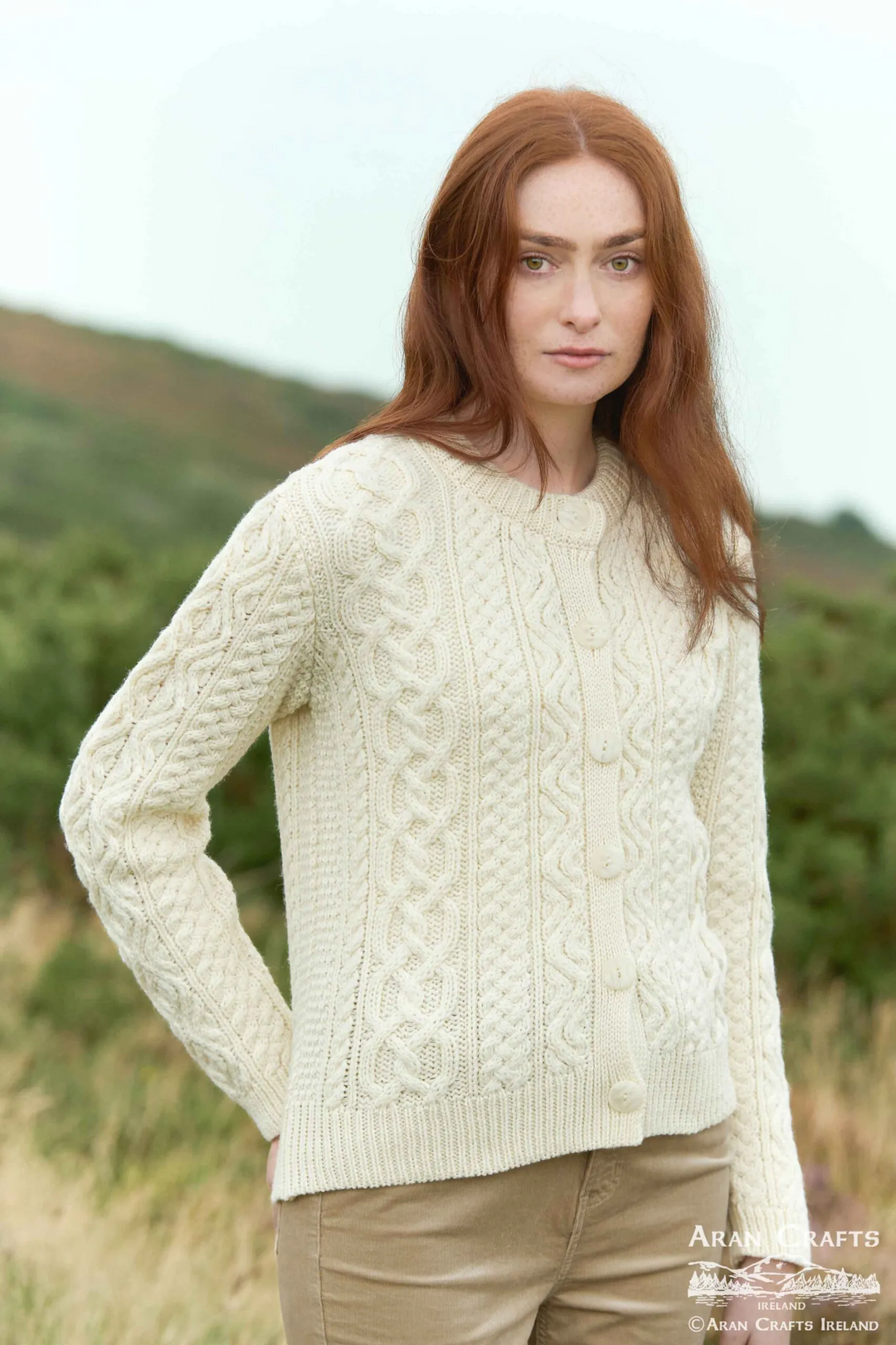 Tramore Button Cardigan Natural X5578