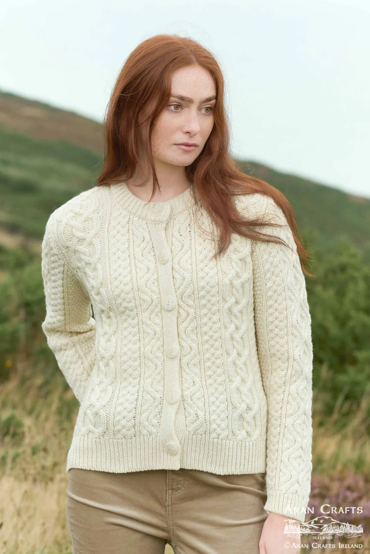 Tramore Button Cardigan Natural X5578