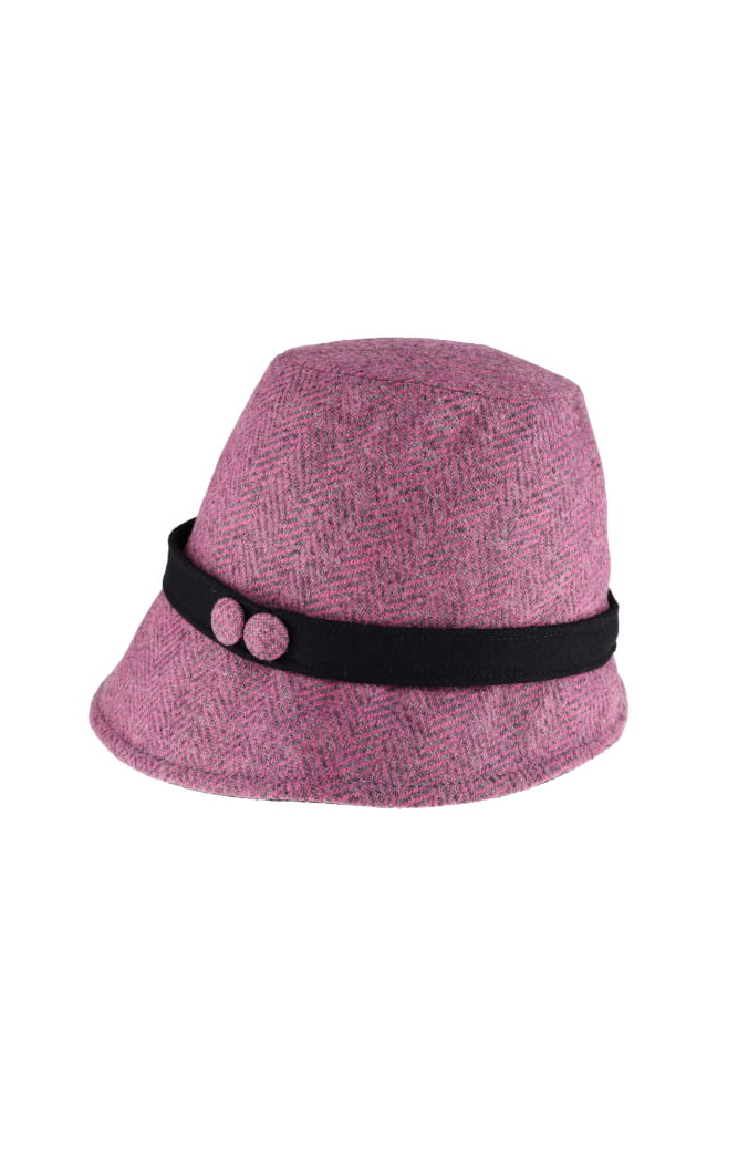 Pink and Grey Herringbone Clodagh Hat 193