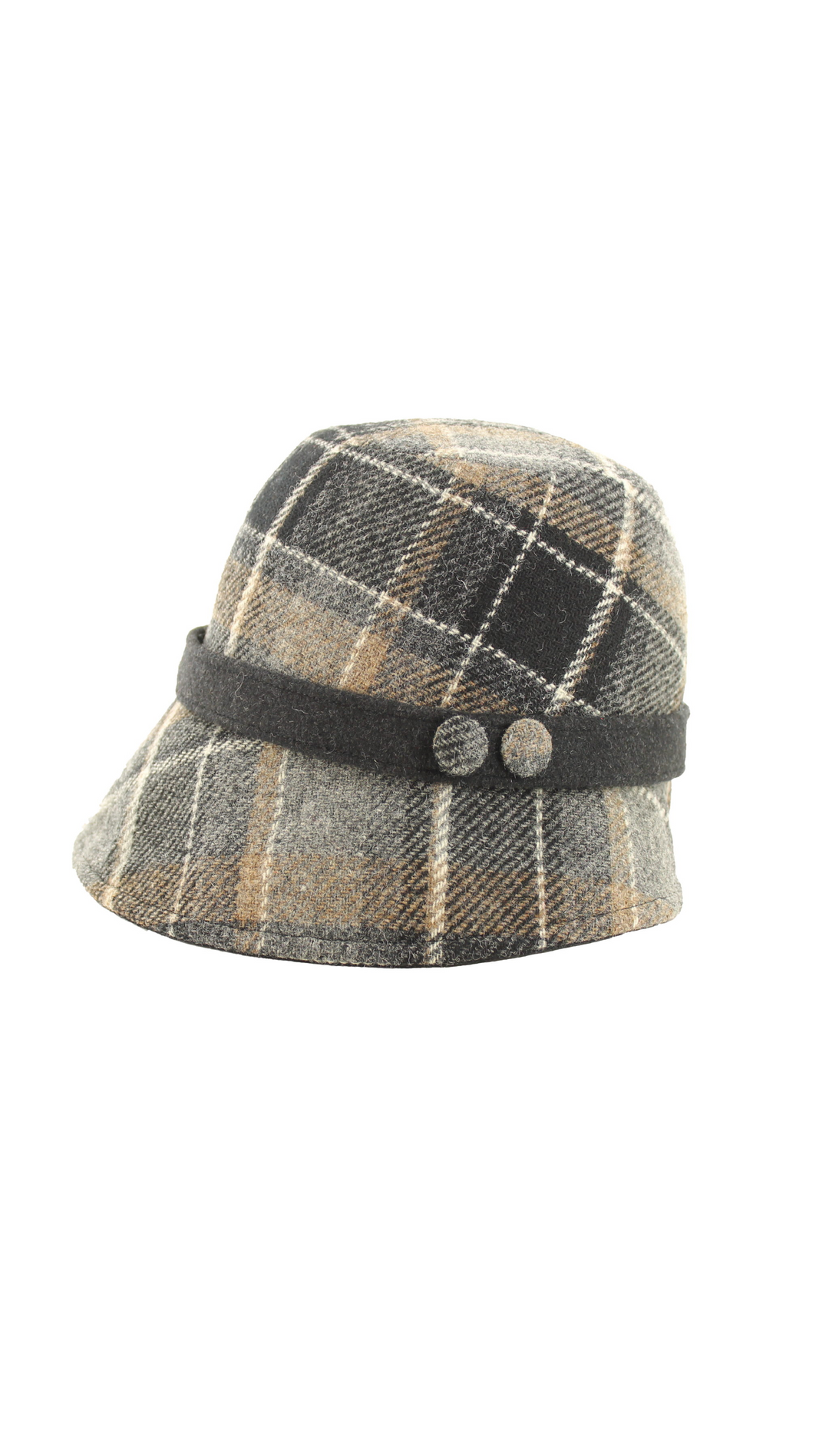 Black, Beige and Grey Plaid Clodagh Hat 21