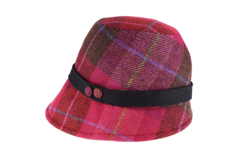 Cerise and Grey Plaid Clodagh Hat 223
