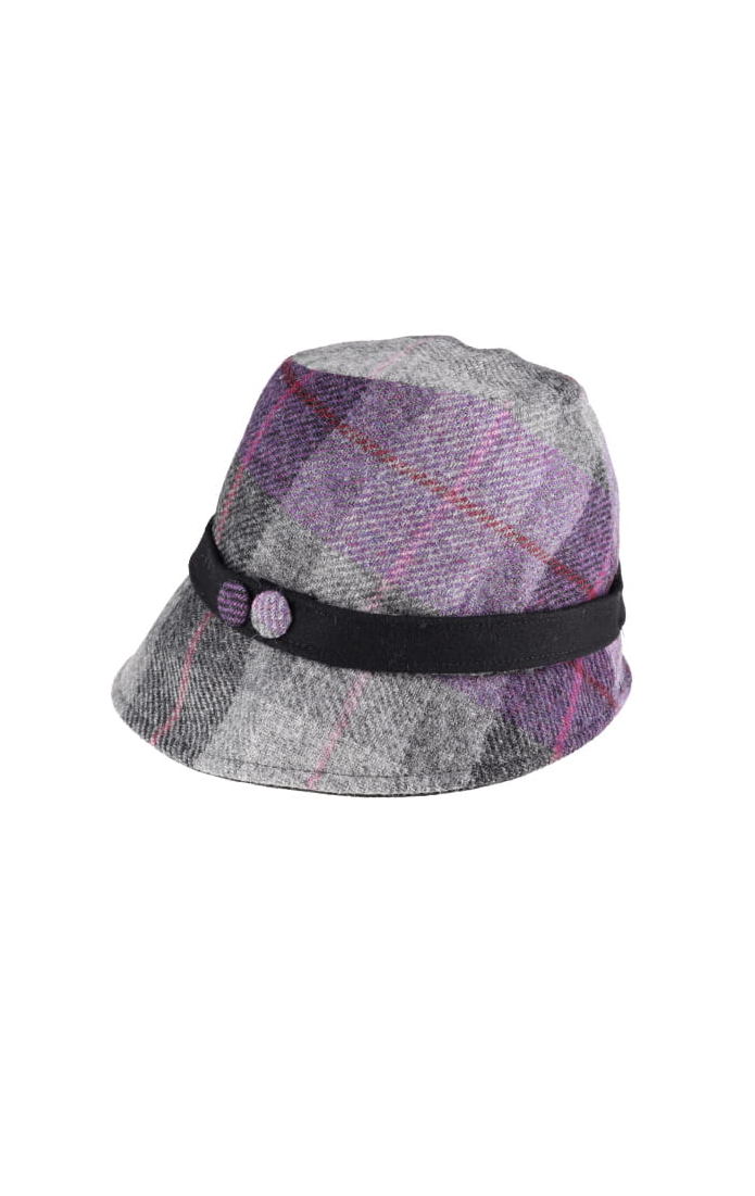 Grey and Purple Plaid Clodagh Hat 38