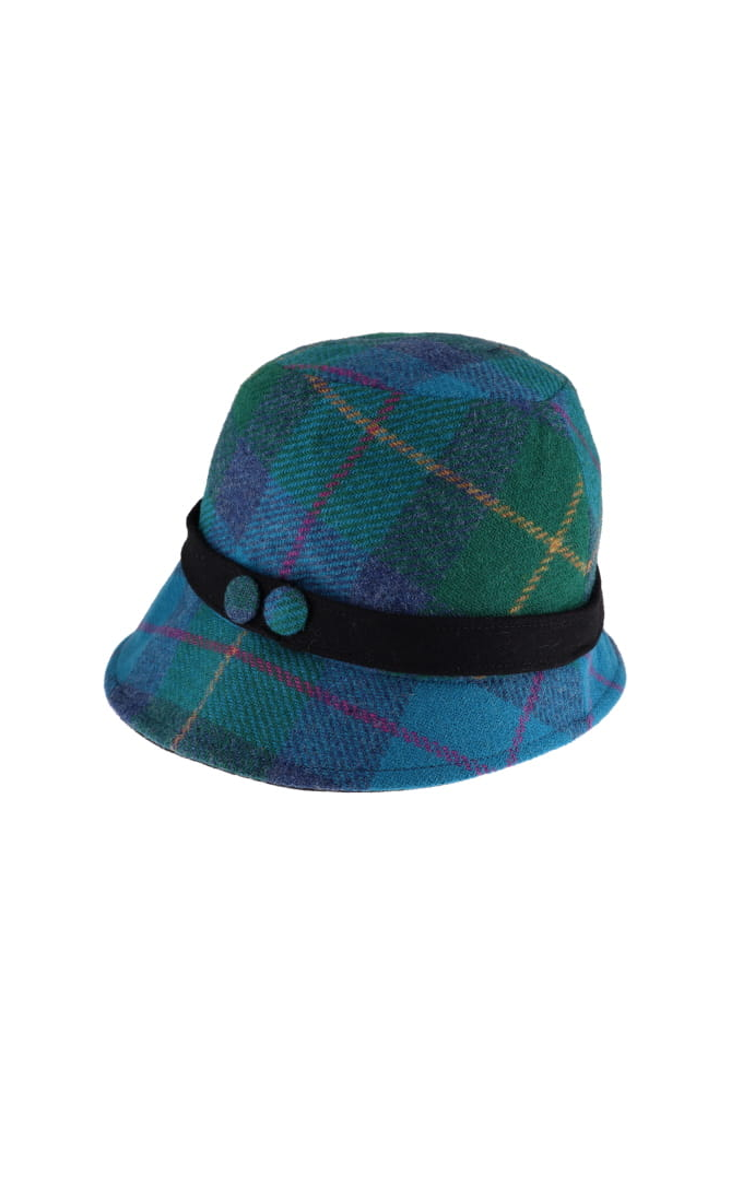 Dark Green and Blue Plaid Clodagh Hat 737