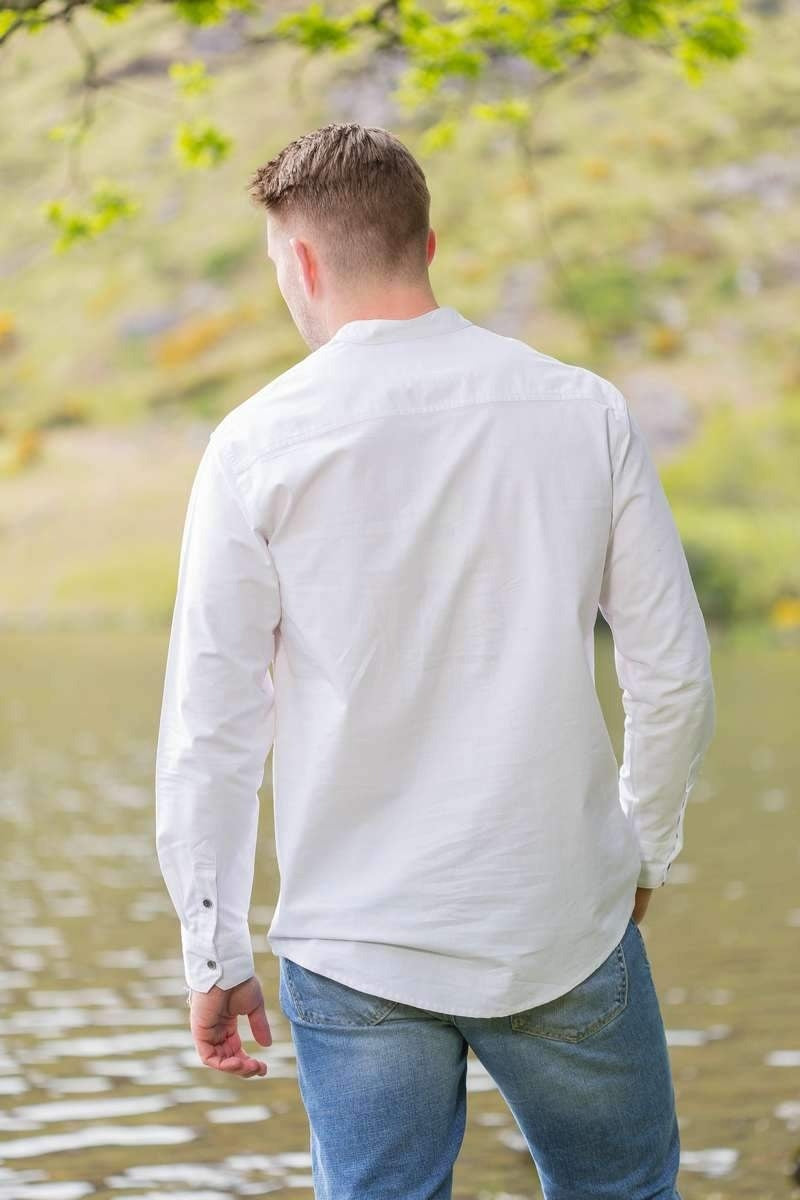 White Cotton Grandfather Shirt FL43
