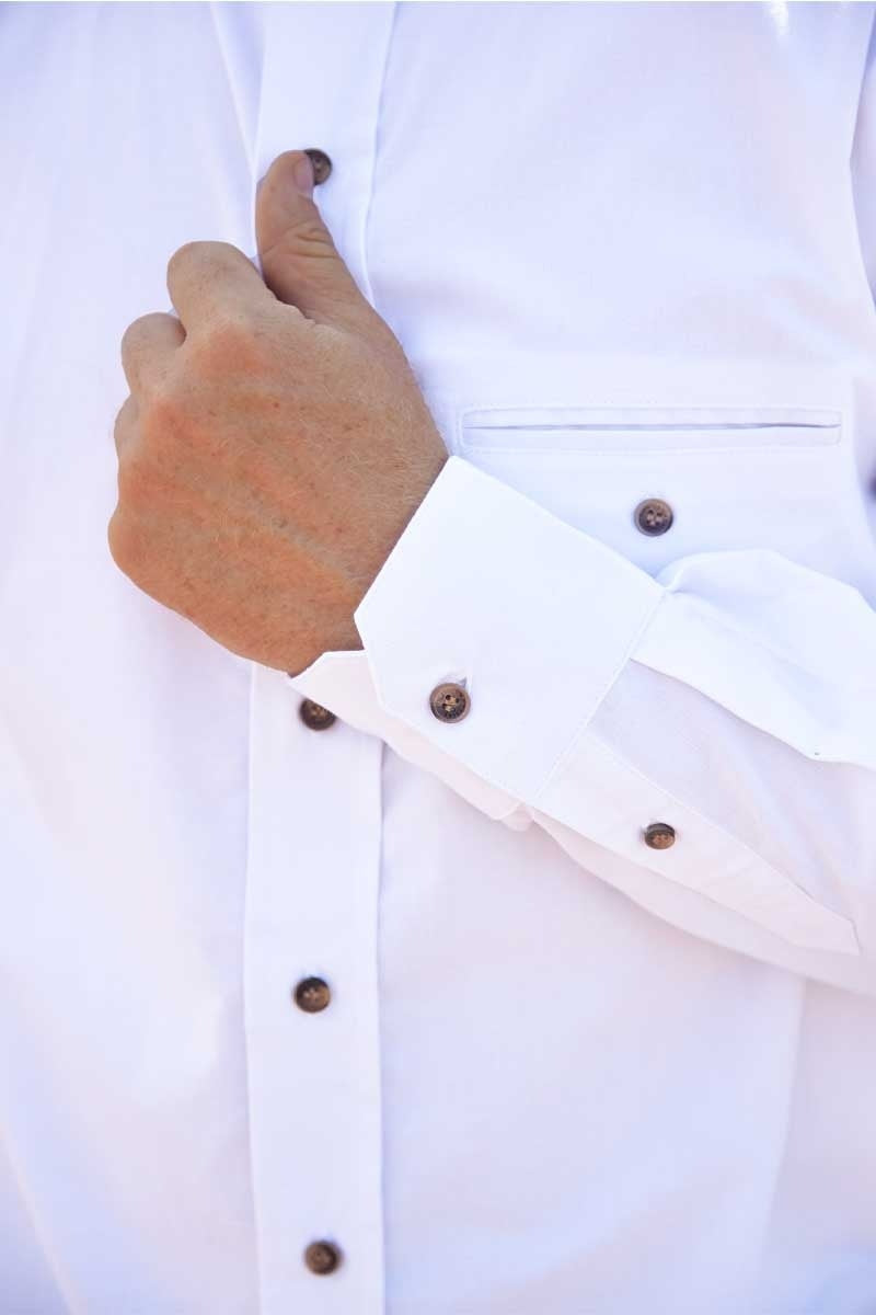 White Cotton Grandfather Shirt FL43