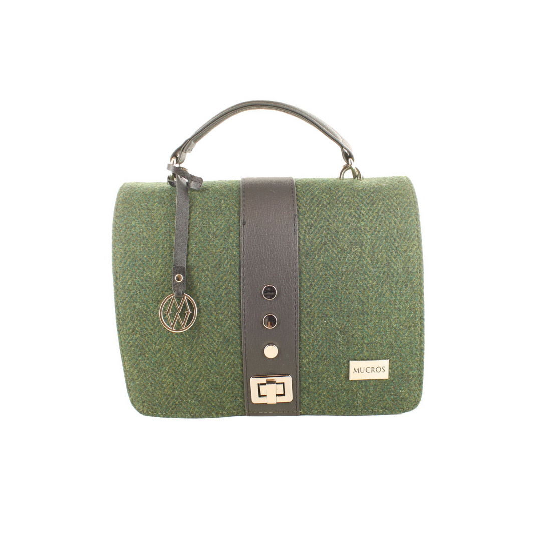 Solid Green Herringbone Fiona Bag 70