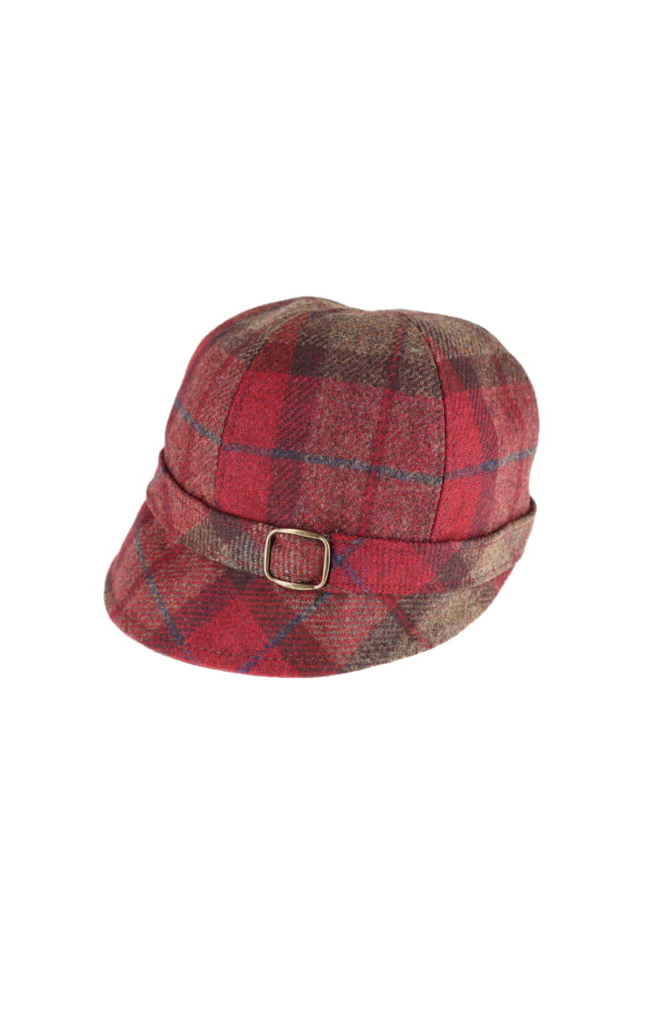 Red and Brown Plaid Wool Flapper Hat 207