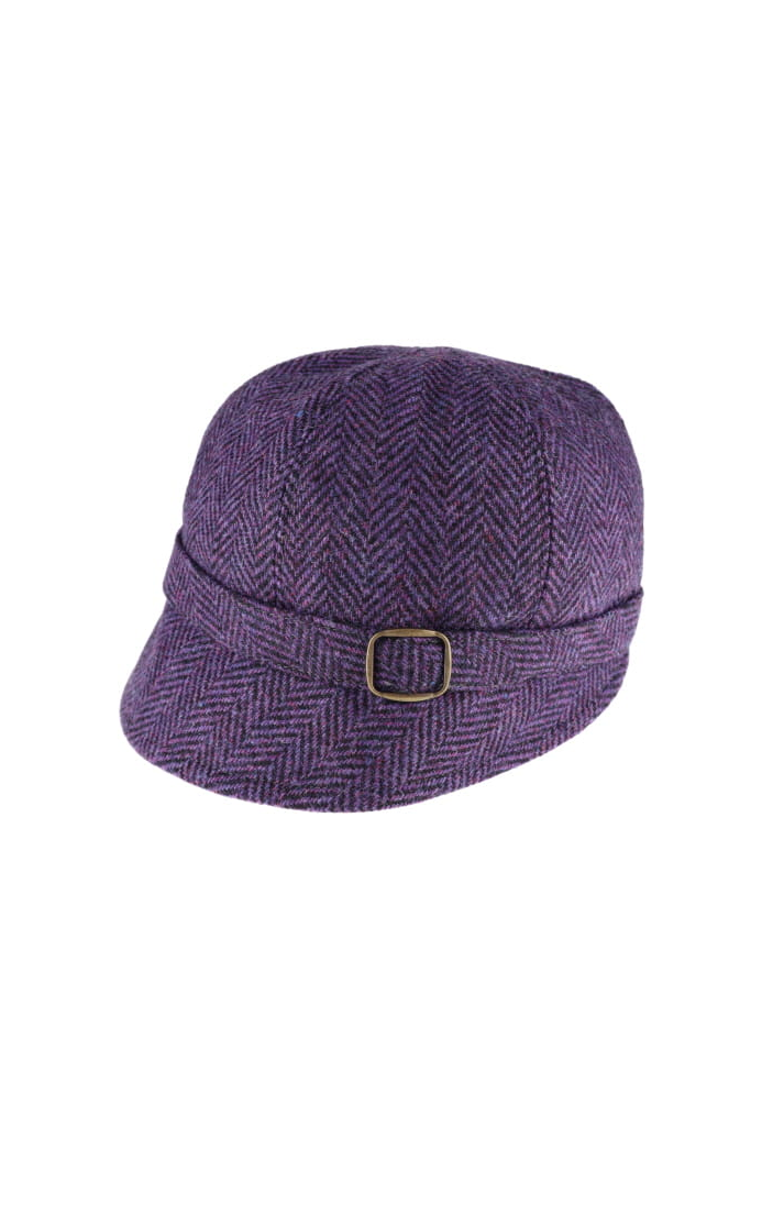 Purple Herringbone Wool Flapper Hat 213