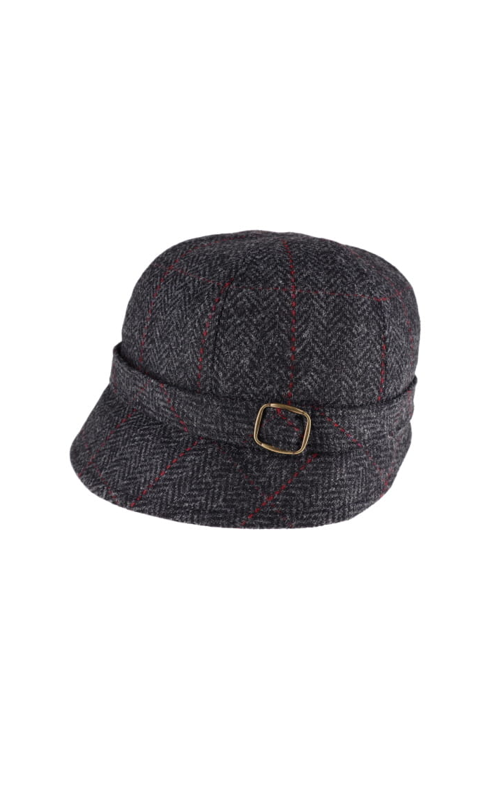 Charcoal with Red Stitching Wool Flapper Hat 31