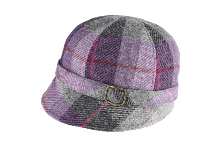 Grey and Purple Plaid Wool Flapper Hat 38