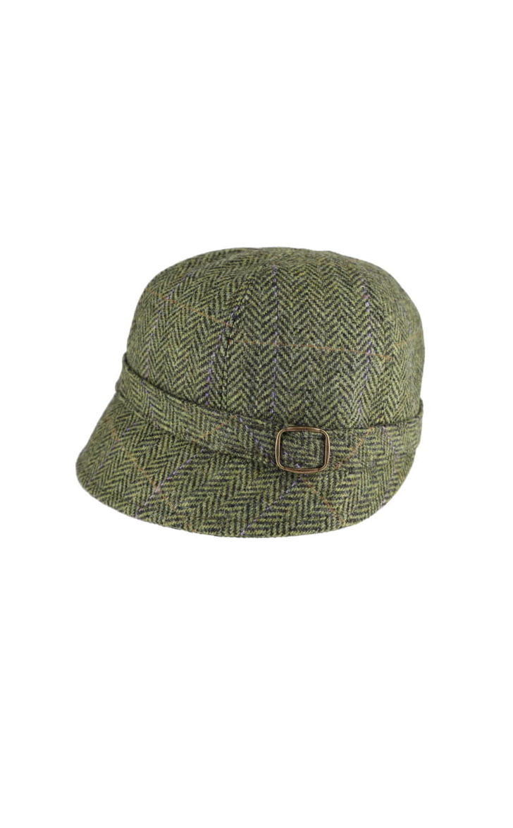 Green Herringbone Wool Flapper Hat 51