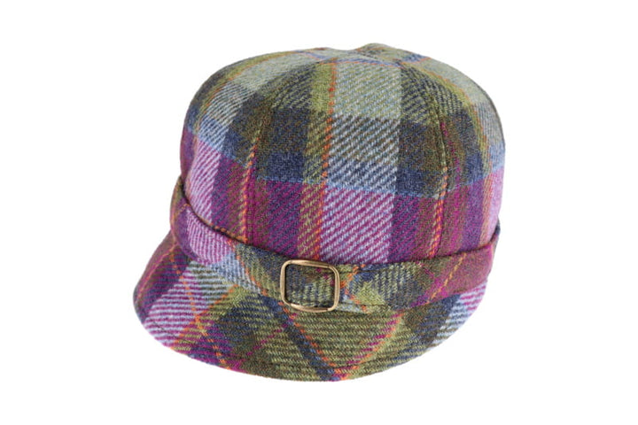Purple and Green Plaid Wool Flapper Hat 574-1