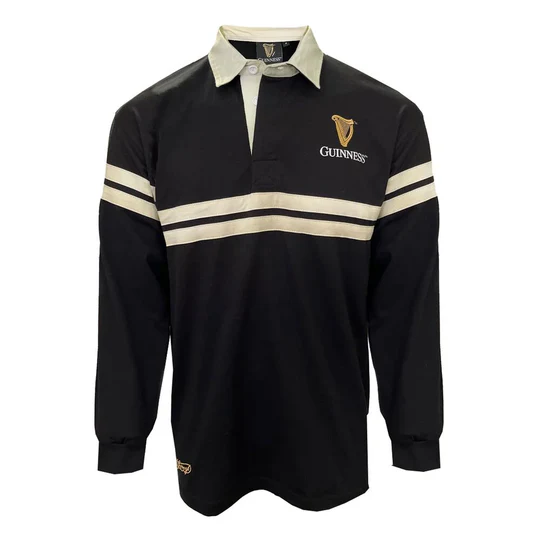 Guinness Cream and Black Rugby Shirt