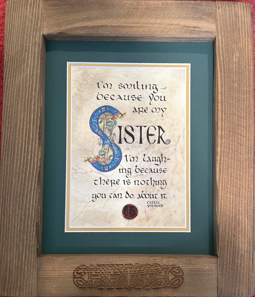 Sister Celtic Proverb in Wood Frame