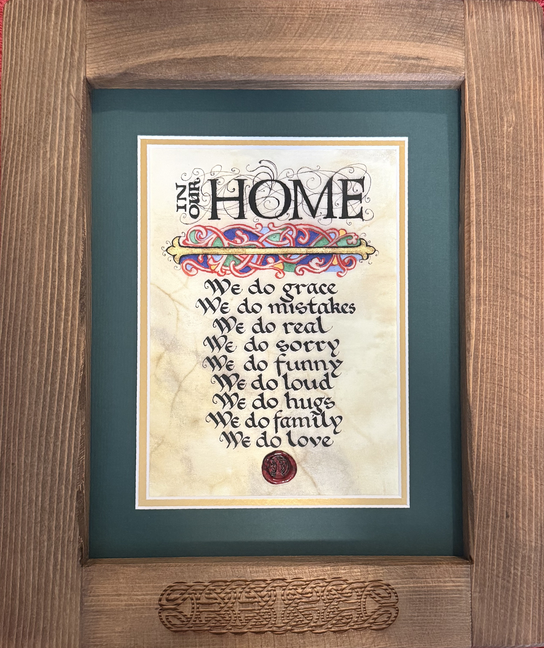 Celtic Home Saying in Wood Frame