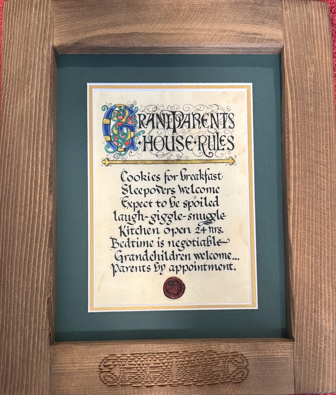 Grandparents House Rules in Wood Frame