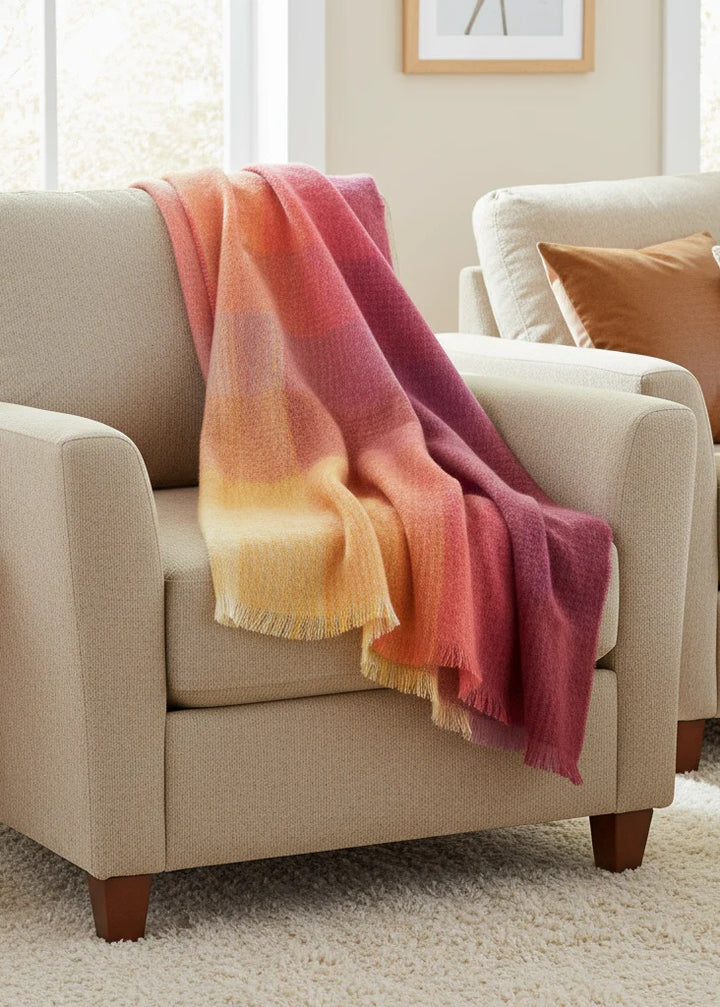 Red, Pink and Orange Mohair Throw LM509