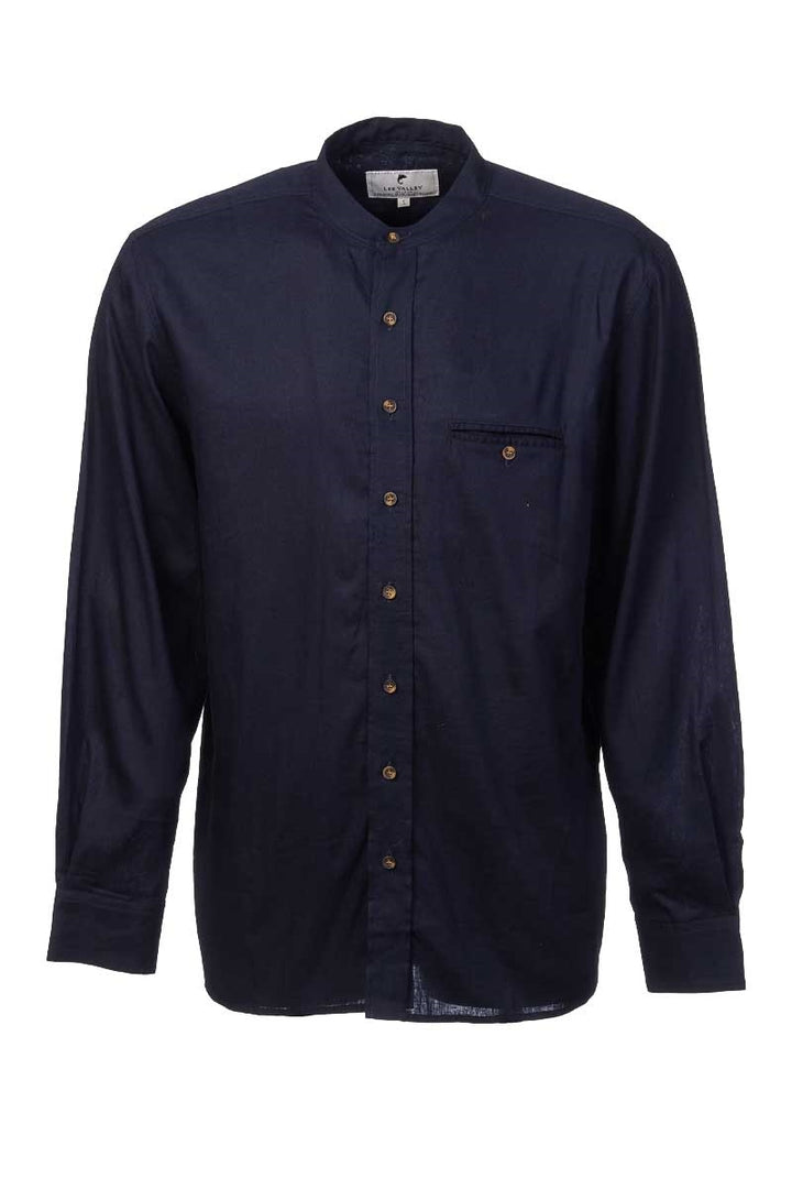 Navy Linen Grandfather Shirt LN9