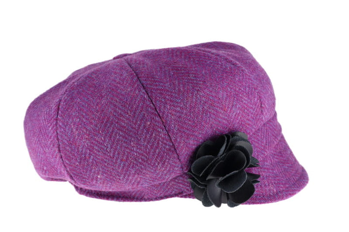 Fuchsia Herringbone Wool Newsboy Cap 72