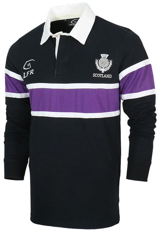 Long Sleeve Purple and Navy Rugby Shirt