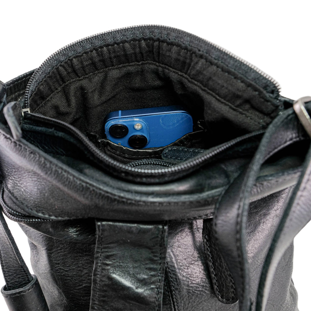 Black Leather Torc Bag