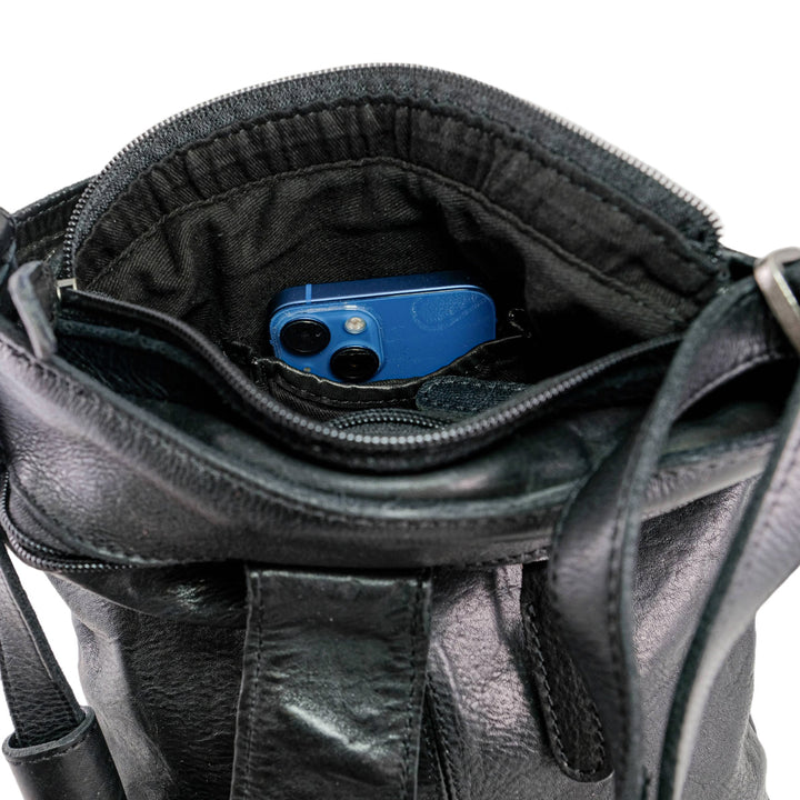 Black Leather Torc Bag