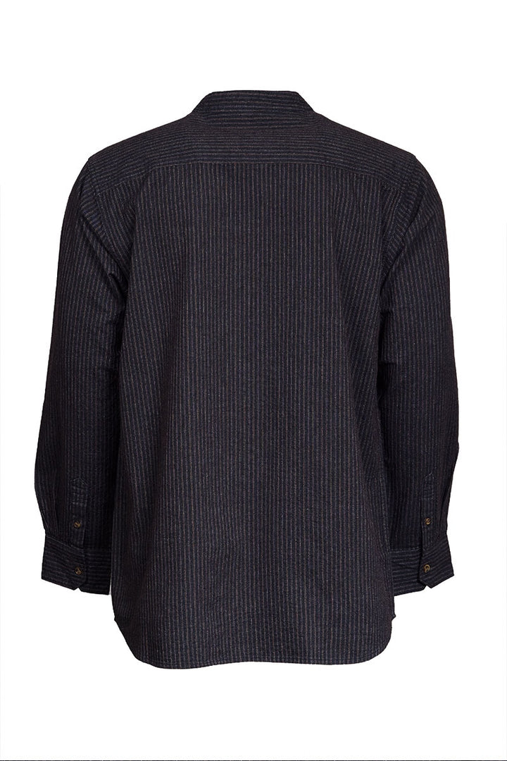 Black and Red Stripe Cotton Grandfather Shirt FL10