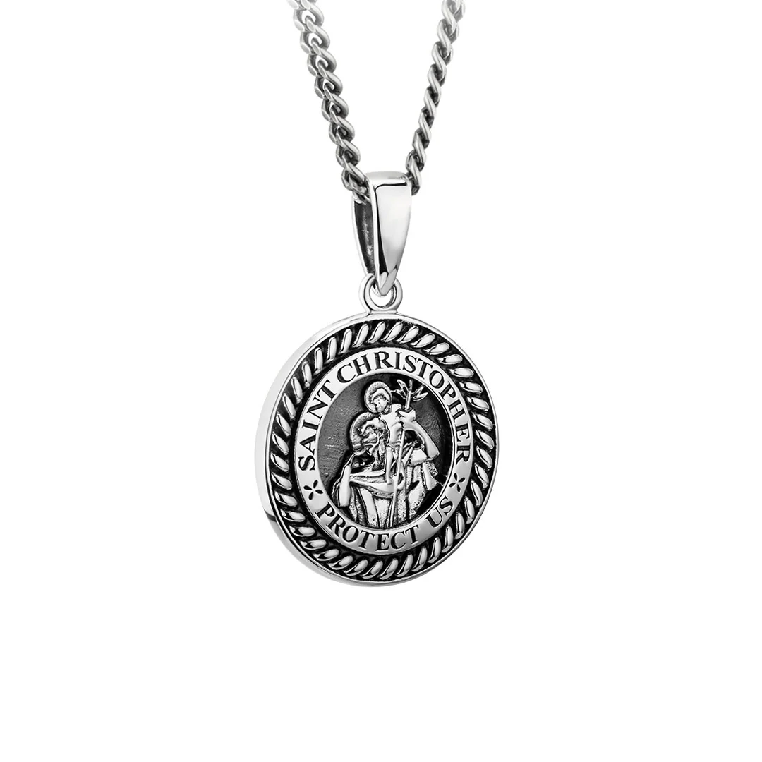 Silver St. Christopher Pendant Necklace S46843