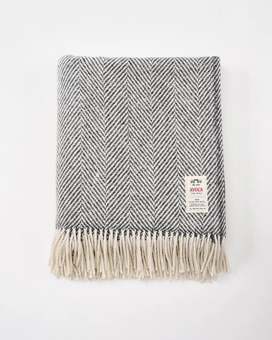 Grey & Natural Avoca Heavy Donegal Throw
