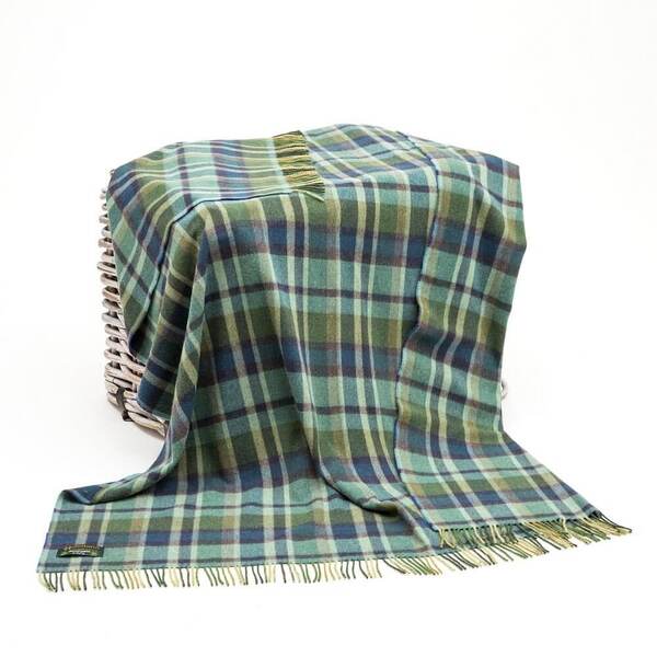 Green, Blue and Purple Tartan Lambswool Throw 624