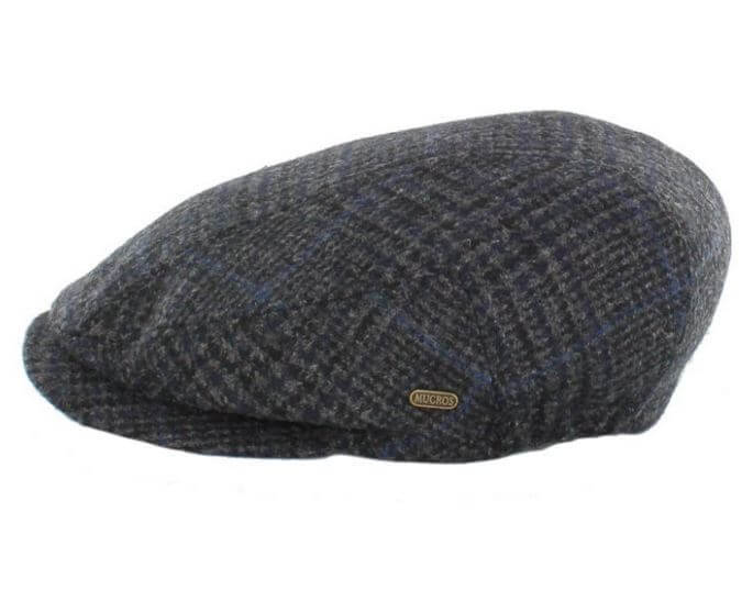Kerry Cap - 434-1 Charcoal and Blue Plaid