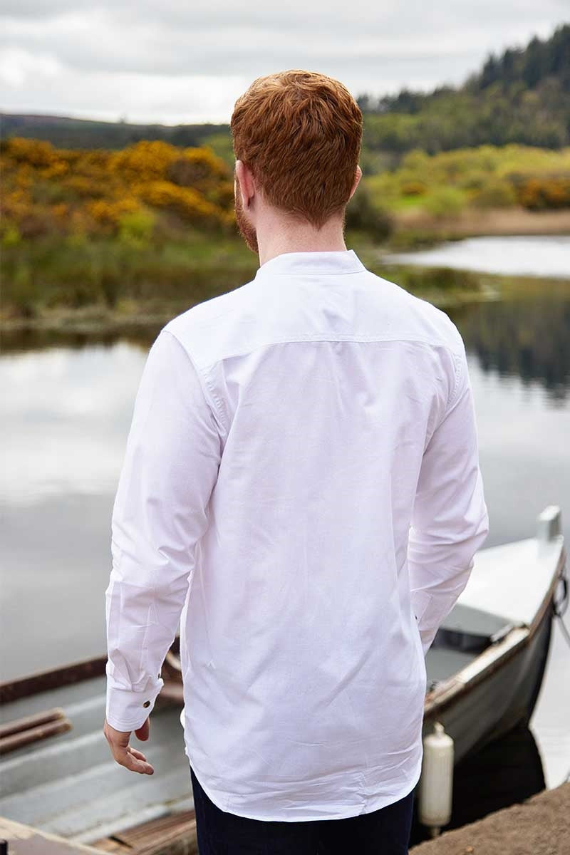 White Linen Grandfather Shirt LN10