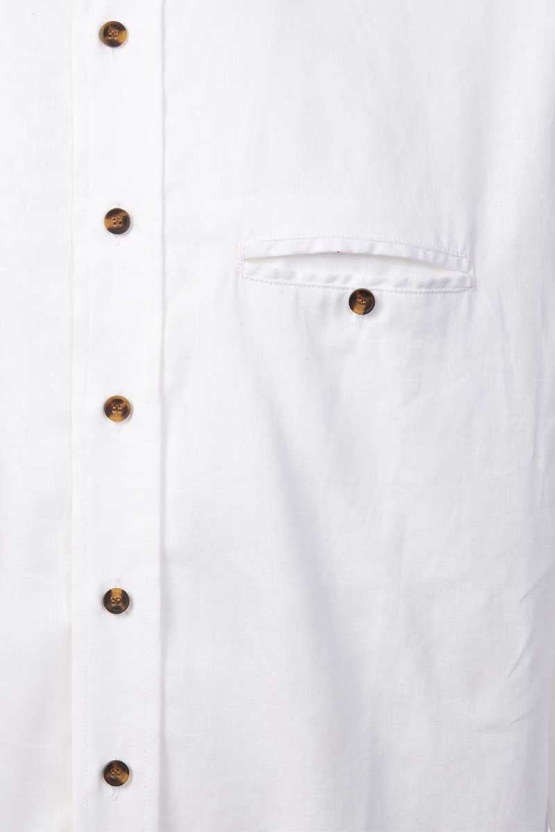 White Linen Grandfather Shirt LN10